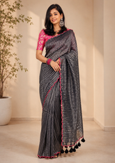 Midnight Elegance Soft Tissue Saree