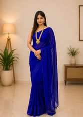 Blue Sapphire Matka Silk Saree With Handwoven Sequin Accent