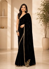 Regal Noir Velvet Saree