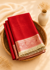 Radiant Ruby Pure Tissue Silk Saree