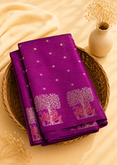 Royal Amethyst Enchantment Raw Mango Silk Banarasi Saree