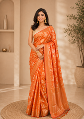 Eternal Elegance Rust Semi Katan Silk Saree
