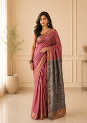 Regal Heritage Red Zari Tussar Bhagalpur Silk Saree