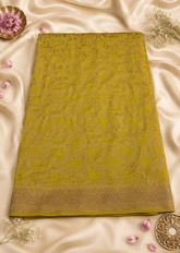 Neon Zari Vanya – Neon Green Banarasi Crepe Saree