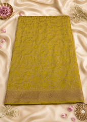 Neon Zari Vanya – Neon Green Banarasi Crepe Saree
