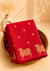 Crimson Gauvaibhav Borderless Kanchi Silk Pichwai Saree