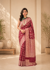 Maroon Rajnidhi Zari Jal Banarasi Georgette Saree