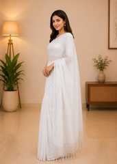 Royal Chandrika Soft Silver Bengal Tissue Saree