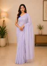 Soft Lavender Bengal Soft Tissue Saree