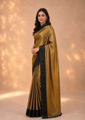 Kanaka Noir Black and Gold Bengal Tissue Handloom Saree