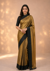 Kanaka Noir Black and Gold Bengal Tissue Handloom Saree