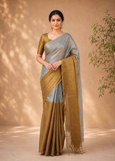 Svarna Tara Soft Tissue Saree With Dual Tone Metallic Elegance