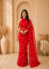 Scarlet Love Handwoven Bengal Mul Saree