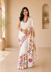 Ivory Bliss Artisan Jamdani Weave Saree