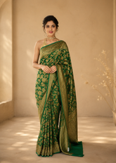 Pure Banarasi Khaddi Georgette Handwoven Hallmarked Saree