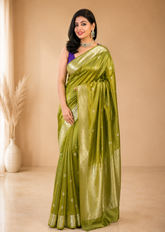 Mehira Handwoven Raw Mango Banarasi Silk Saree