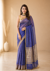 Royal Dual Tone Banarasi Saree With Traditional Zari Artistry