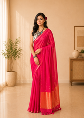 Rani Sitara Elegant Handloom Mul Saree