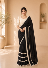 Lace Whisper Soft Drape Mul Saree