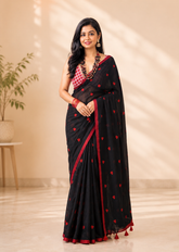 Black Love Knot Elegant Handloom Saree