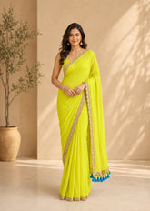 Neon Glow Pure Handwoven Mul Cotton Saree