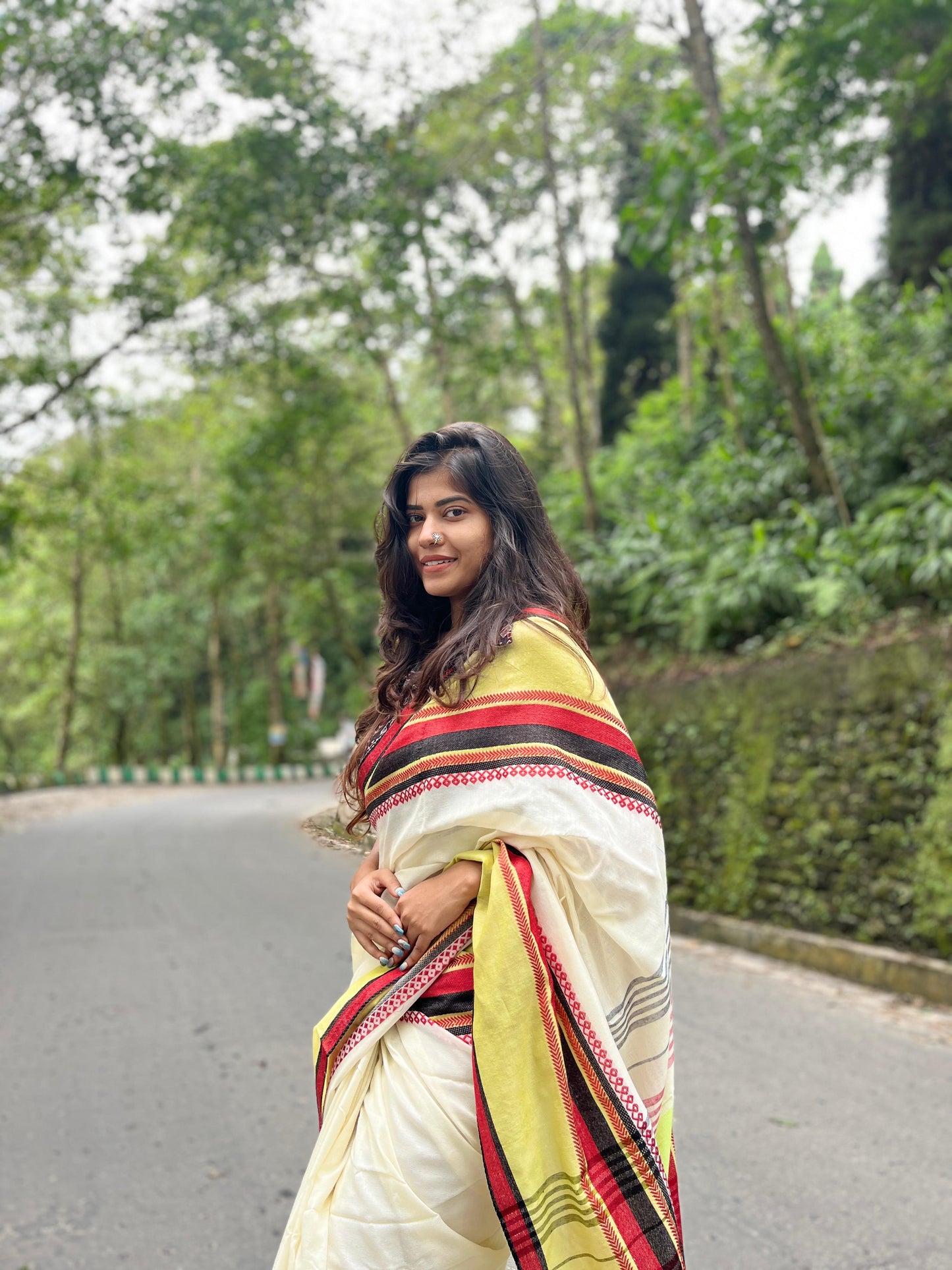 White Bengal Loom Saree
