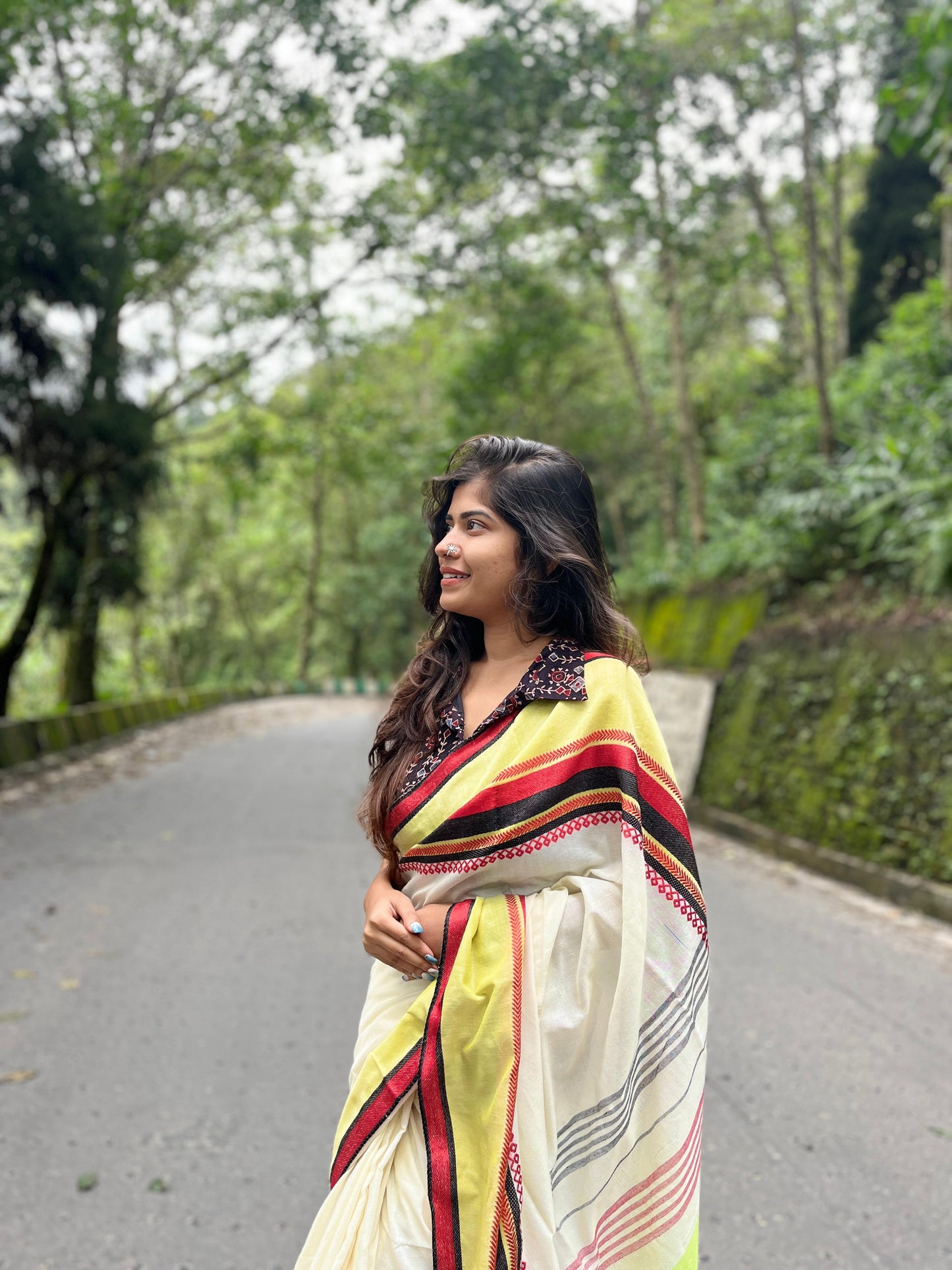 White Bengal Loom Saree