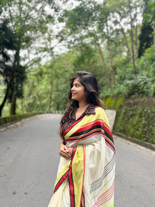 White Bengal Loom Saree