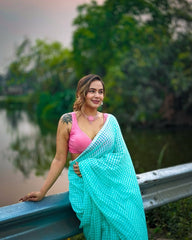 Verdant Breeze Mul Saree With Soft Green Earthy Tones