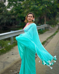 Verdant Breeze Mul Saree With Soft Green Earthy Tones
