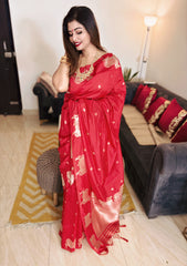 Crimson Gauvaibhav Borderless Kanchi Silk Pichwai Saree
