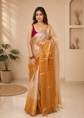 Kanak Sheen Golden Bengal Tissue Soft Saree