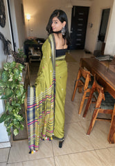 Pravaha Neon Green Bhujodi Handwoven Bengal Loom Saree