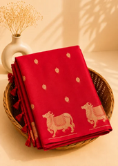 Crimson Gauvaibhav Borderless Kanchi Silk Pichwai Saree