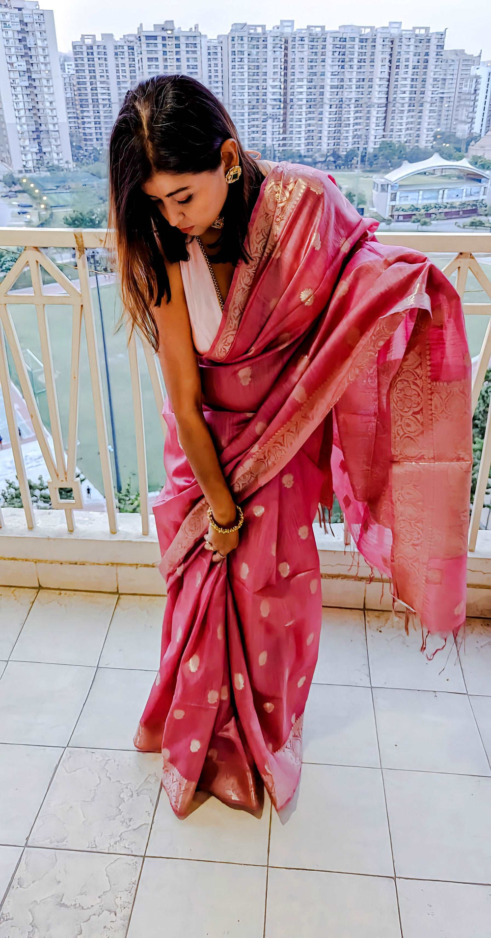 Blush Bloom Munga Silk Banarasi Saree