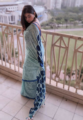 Ocean Breeze Polka Dot Handloom Mul Saree
