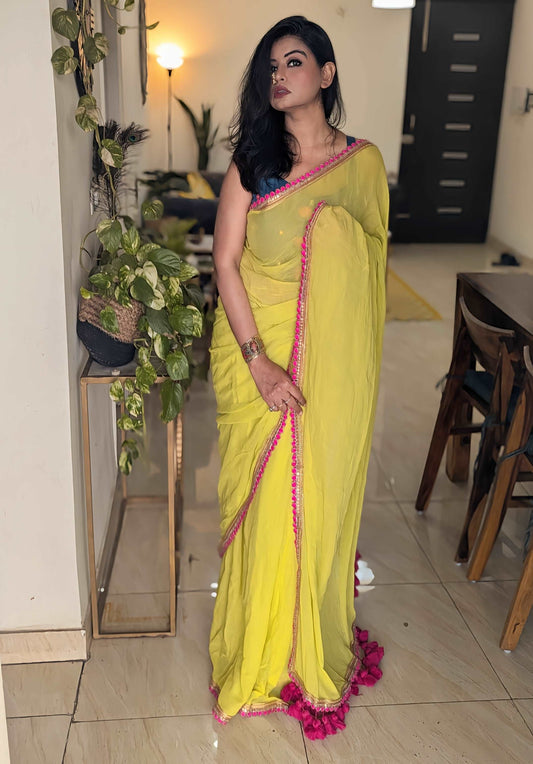 Neon Grace Pure Handloom Mul Saree