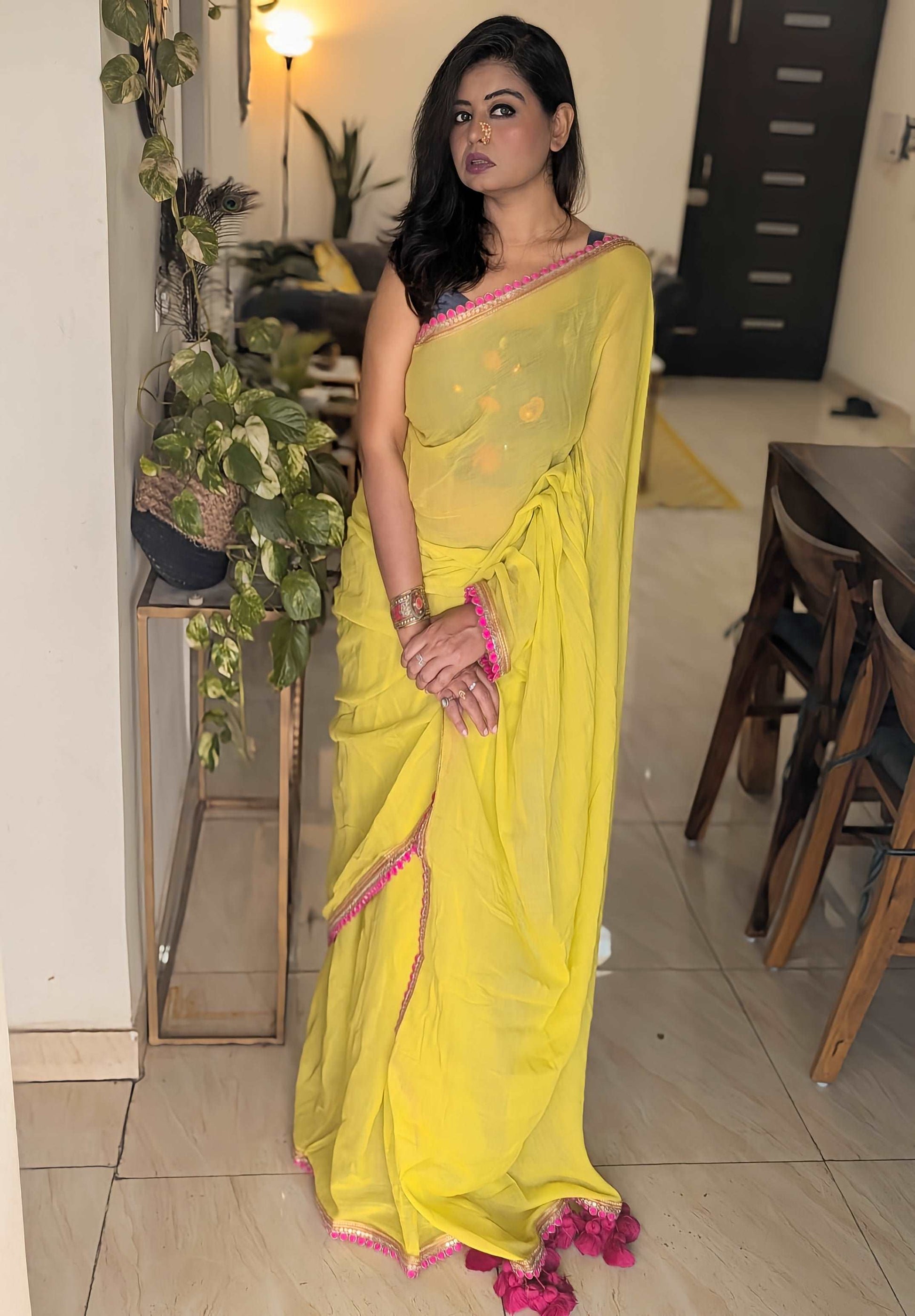 Neon Grace Pure Handloom Mul Saree