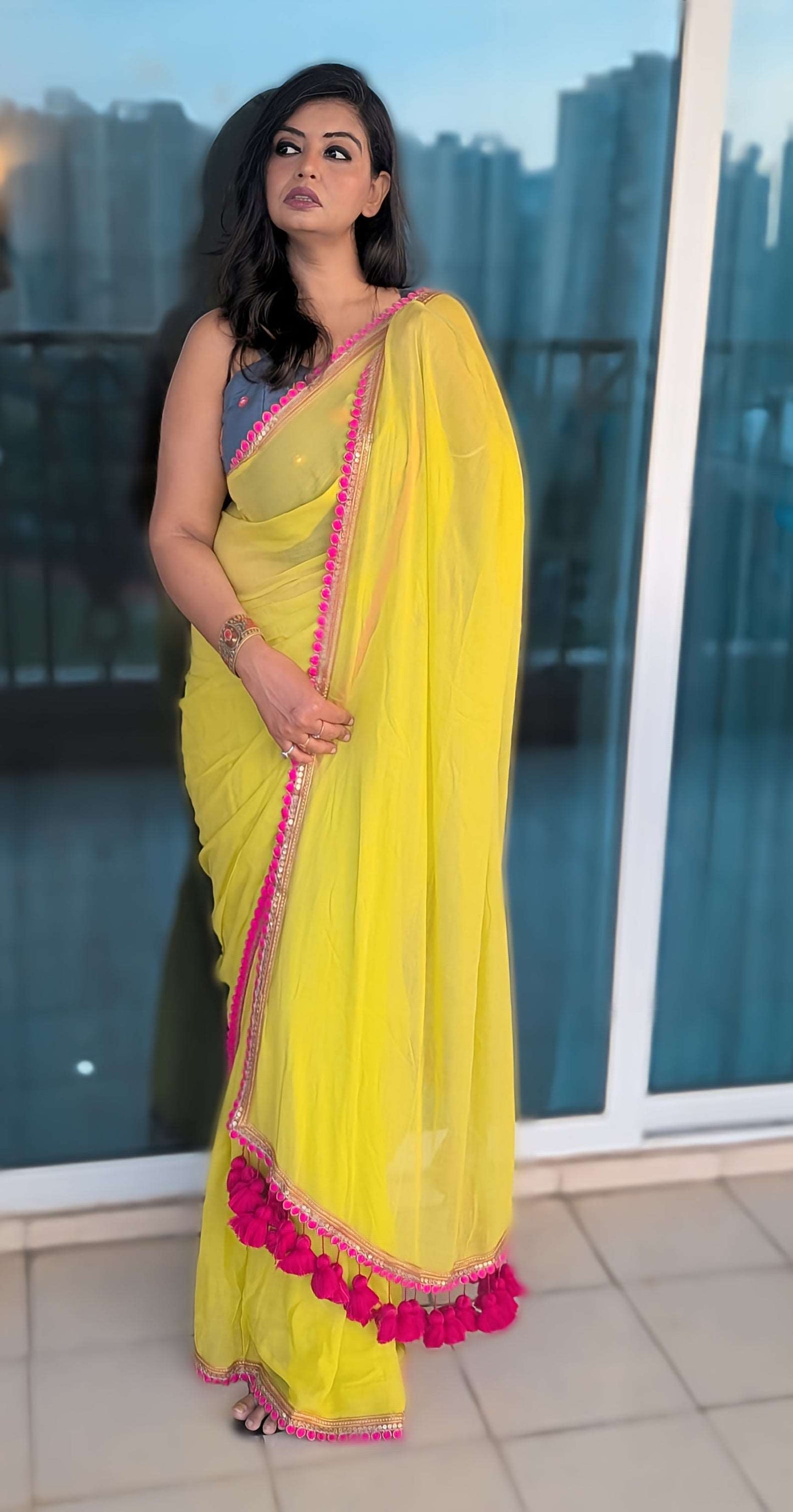 Neon Grace Pure Handloom Mul Saree