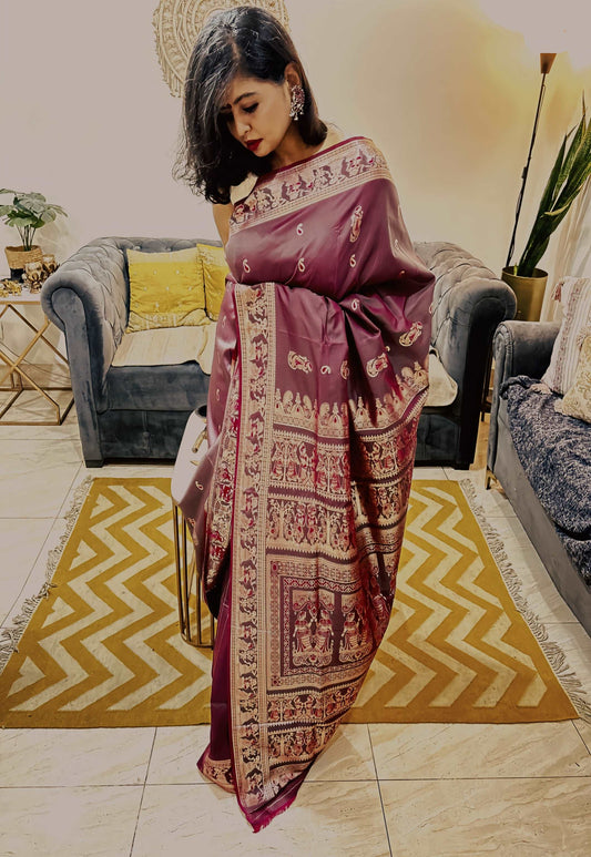 Mythic Splendor Semi Katan Baluchuri Saree