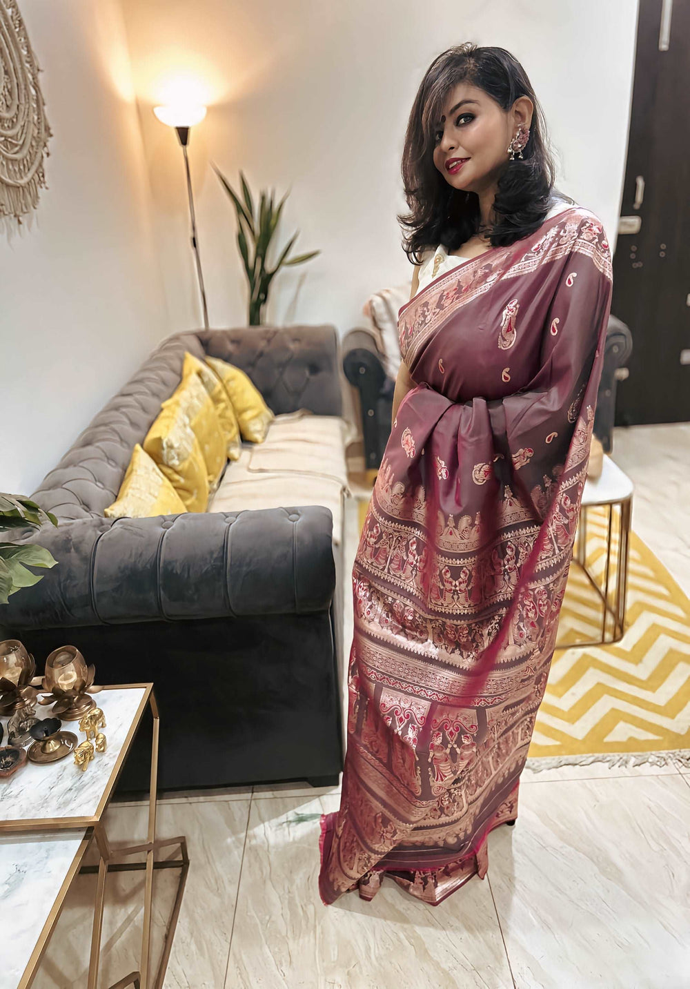 Mythic Splendor Semi Katan Baluchuri Saree