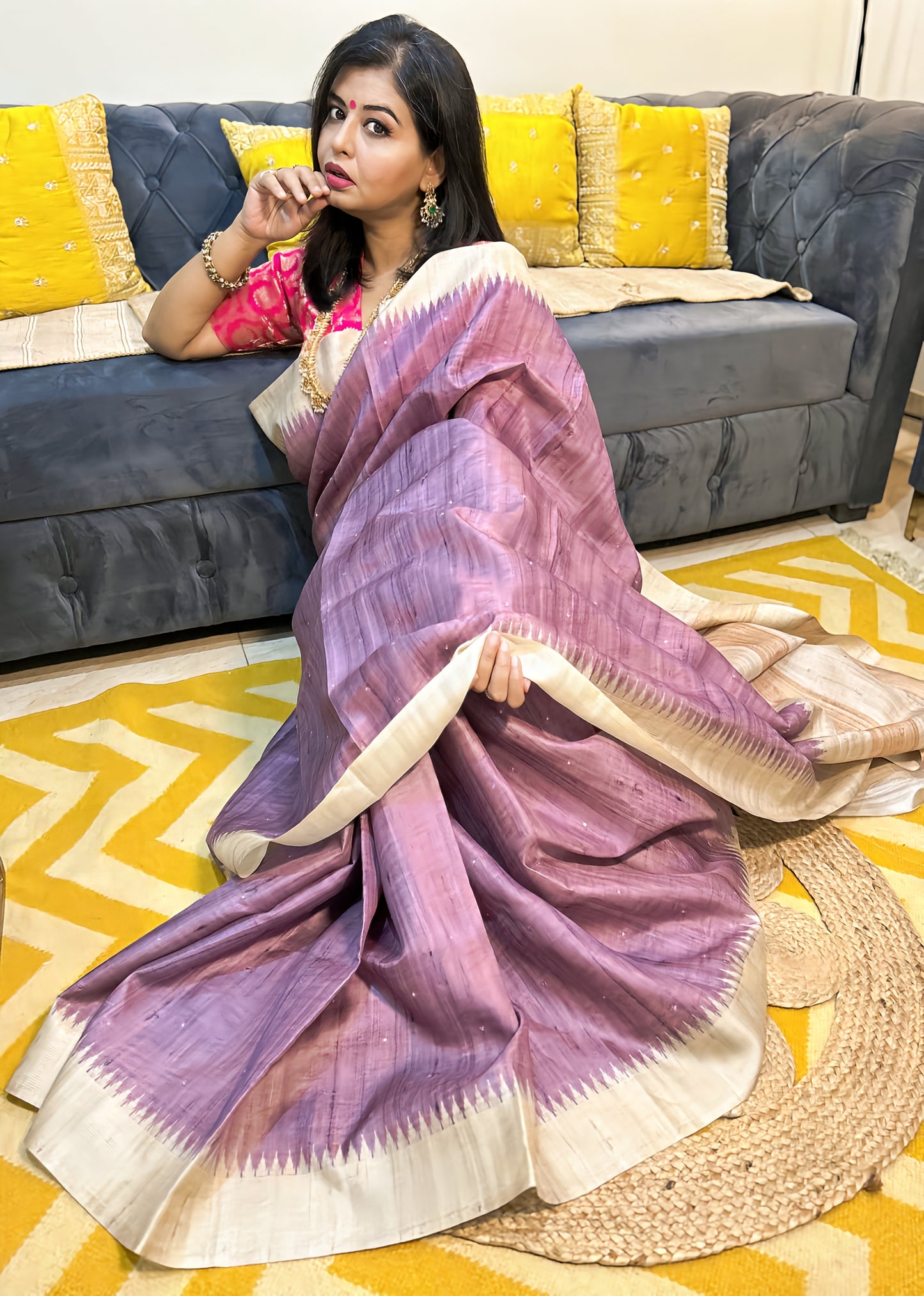 Ethereal Glow Tussar Silk Saree