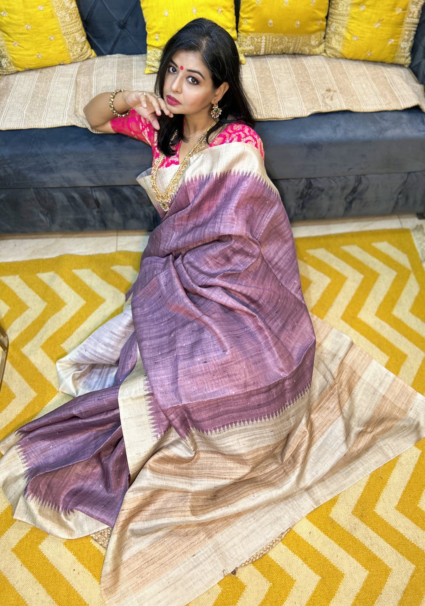 Ethereal Glow Tussar Silk Saree