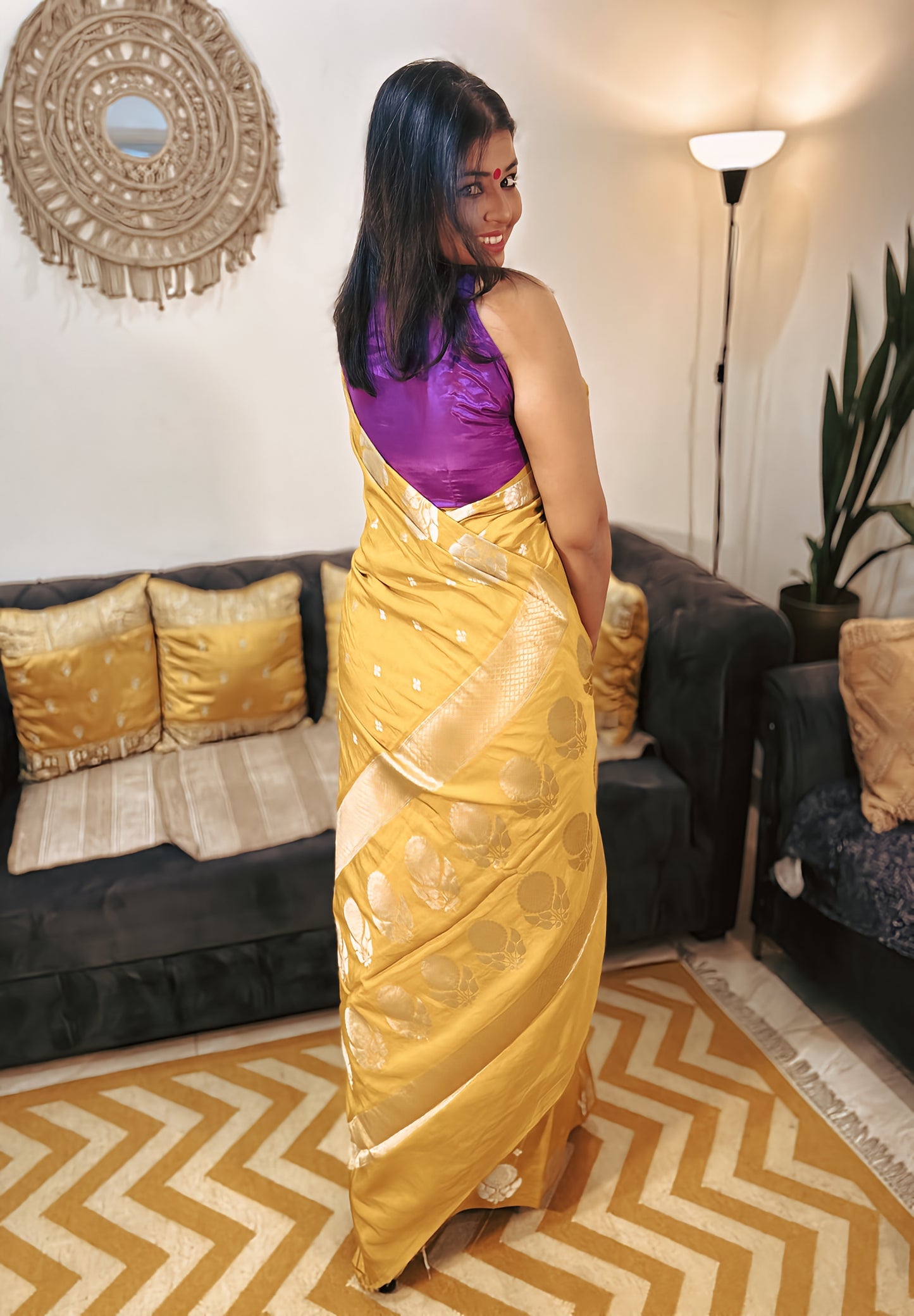 Golden Glow Desi Tussar Banarasi Silk Saree