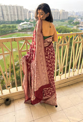 Maroon Rajnidhi Zari Jal Banarasi Georgette Saree