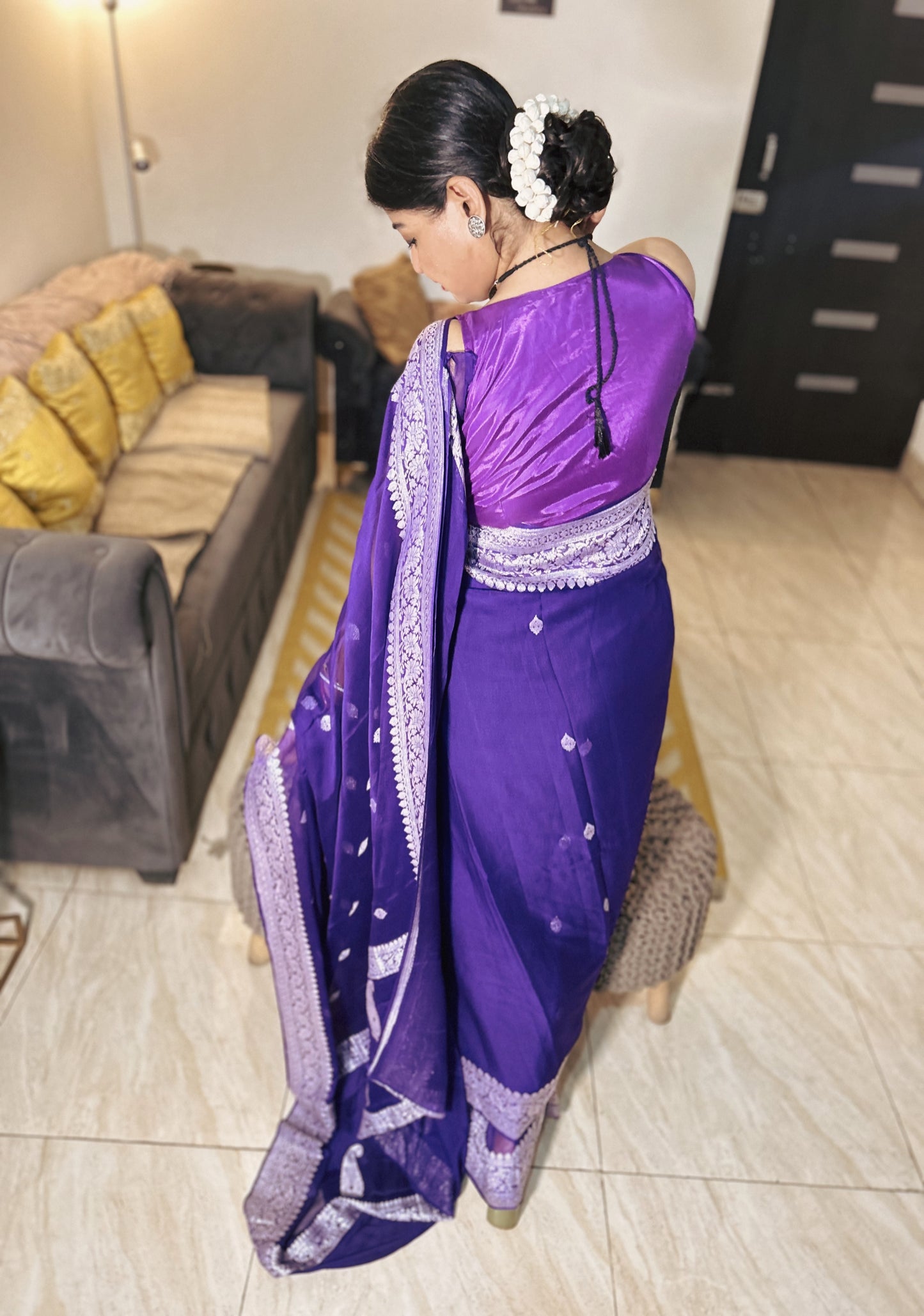 Royal Radiance – Handloom Chiffon Khaddi Saree