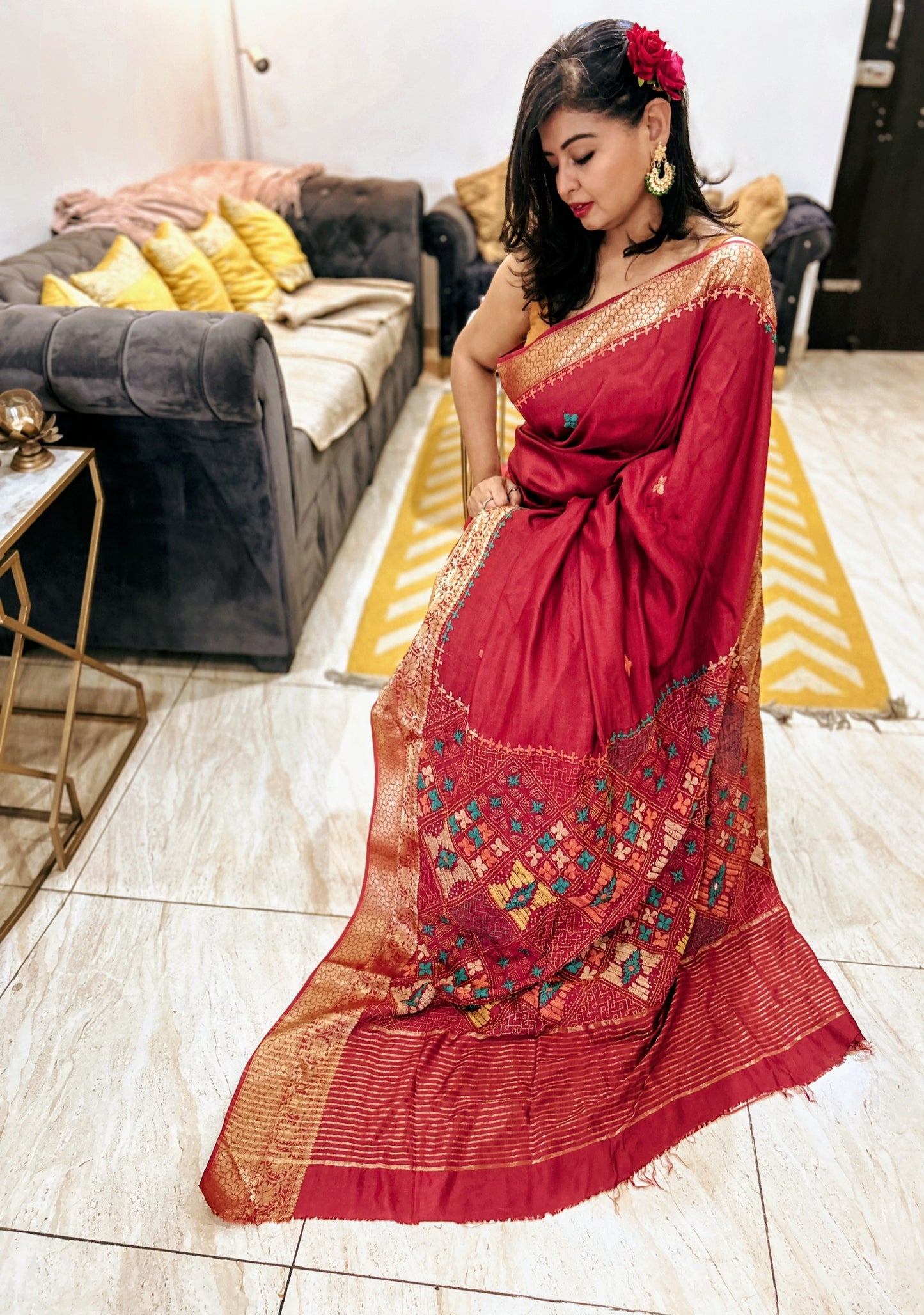 Rakta Roop – Pure Dola Silk Lambani Saree in Deep Blood Red