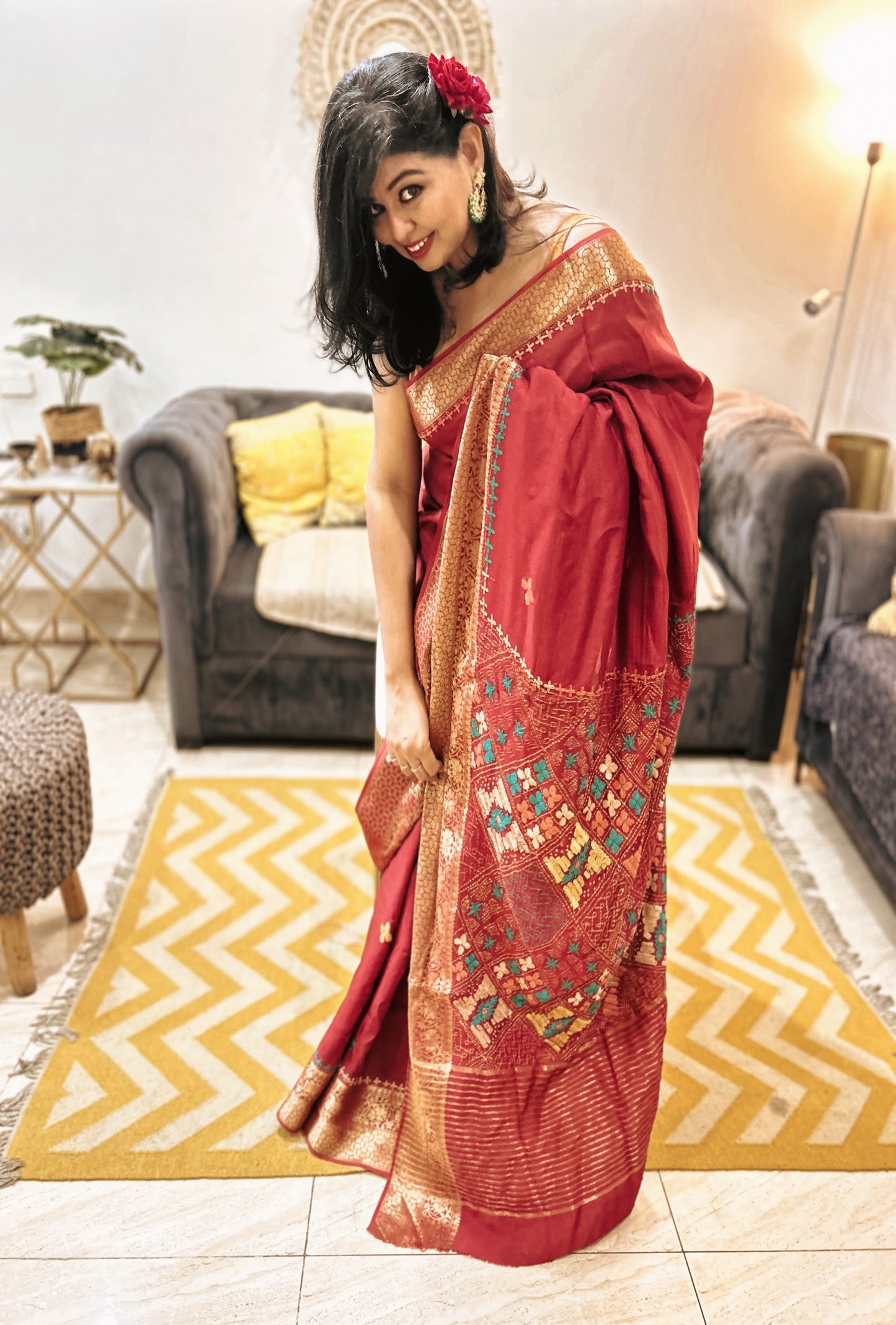 Rakta Roop – Pure Dola Silk Lambani Saree in Deep Blood Red
