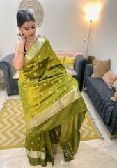 Mehira Handwoven Raw Mango Banarasi Silk Saree