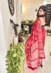Rooprekha Bridal Red Pure Moonga Banarasi Silk Saree with Silkmark